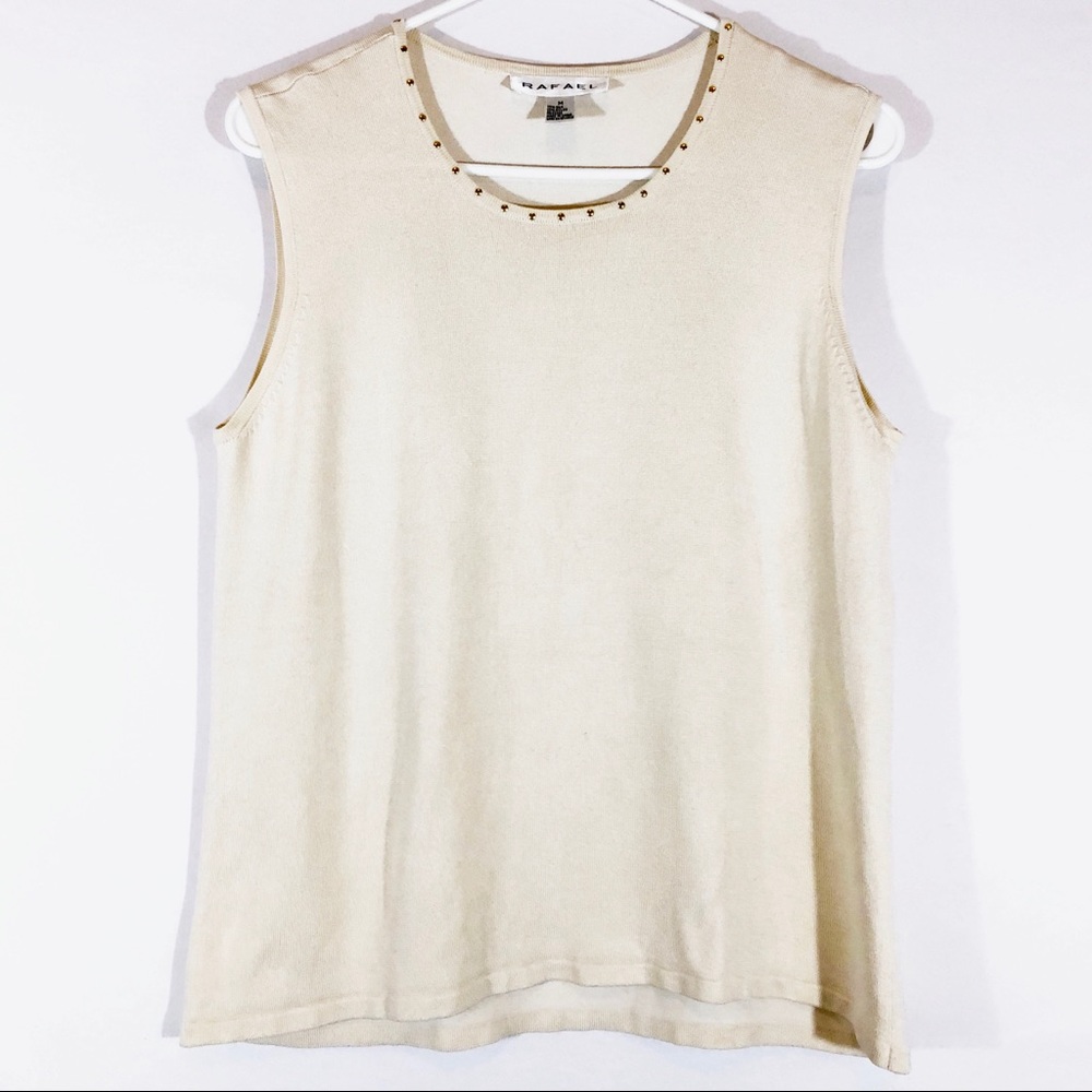 RAFAEL SILK KNIT STUDDED TANK - SZ M